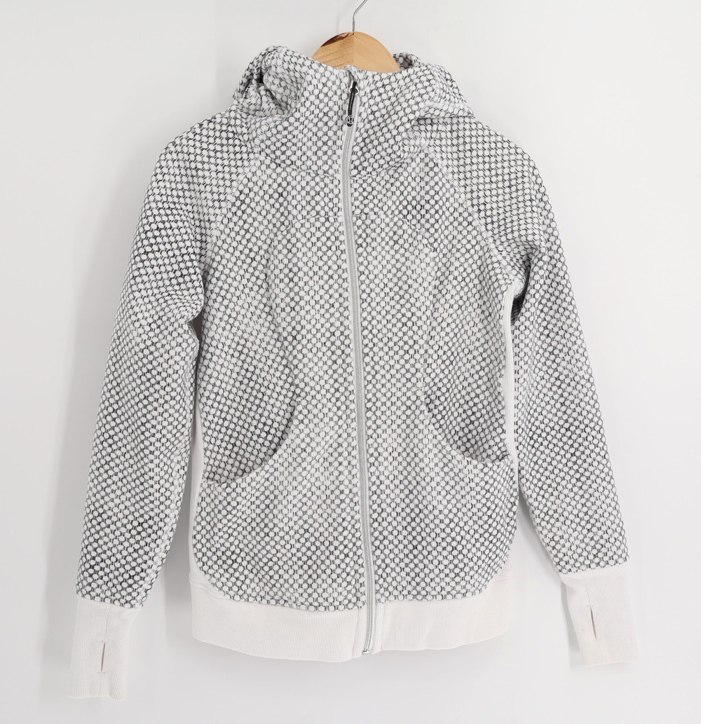 Lululemon Women's Sz 6 Scuba Hoodie III Dottie Eyelet White Black